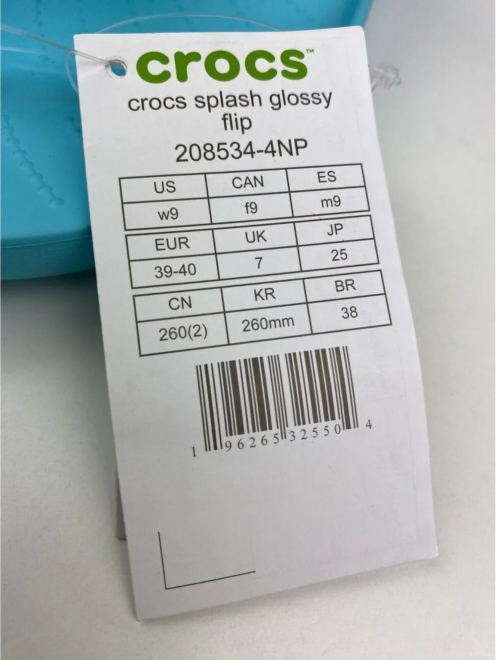 Crocs Splash Glossy Flip Flops Aqua Blue Women’s Size 9 NWT Thongs New Sandals